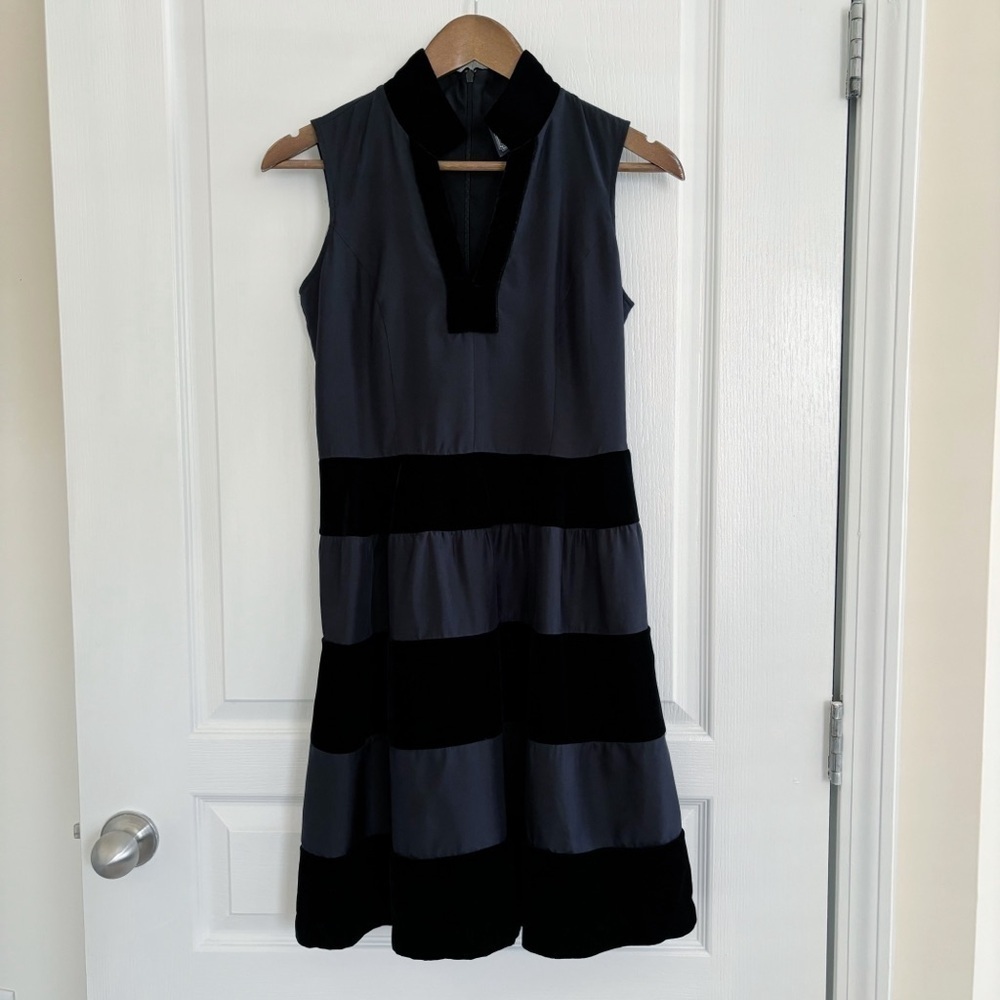 STS Sail to Sable Black Silk & Velvet Tiered Dress XS Summer Cocktails